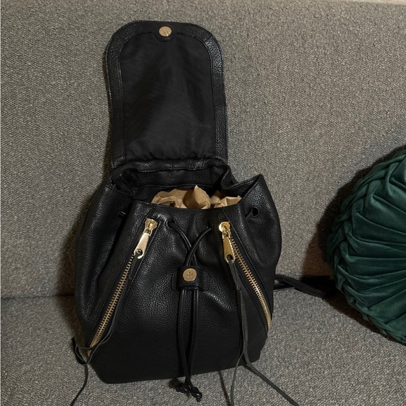 Rebecca Minkoff Black Leather Backpack with Gold Accents - Picture 5 of 5